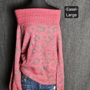 Mauve/Rose Animal Print Sweater - Wear it 2 ways!!